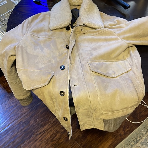 Luxurious Italian suede with removable shearling collar size 48 Eleventy Platinu - Picture 3 of 5